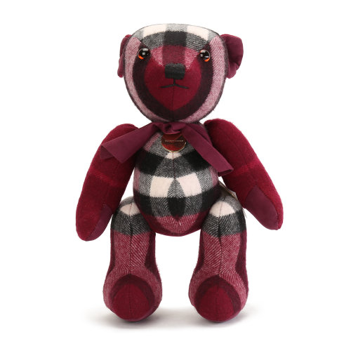 burberry博柏利羊绒羊毛格纹小熊公仔四肢转动灵活可坐立玩偶40000451