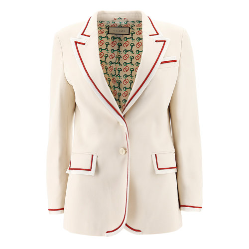 gucci古驰20年春夏弹力人造丝夹克女性白色女士西服577291zkr019783