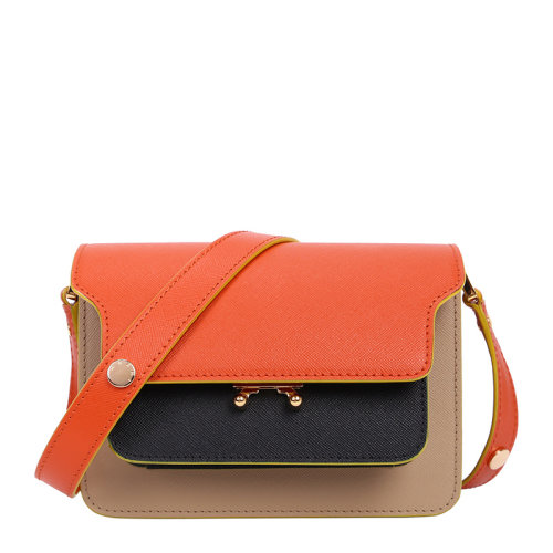 marni/玛尼 trunk系列 女士拼色牛皮单肩包斜挎包风琴包