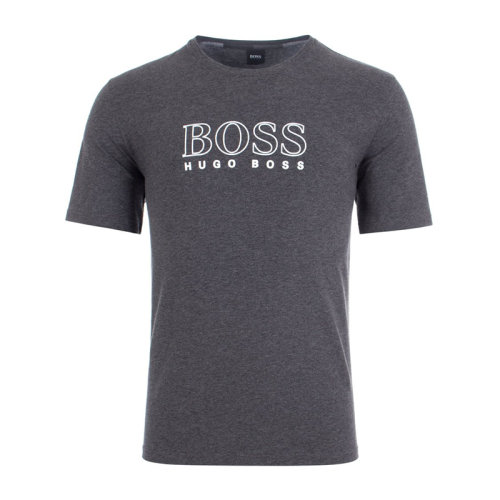 hugo boss/雨果博斯男装 字母logo印花 男士灰色棉质时尚圆领短袖t恤