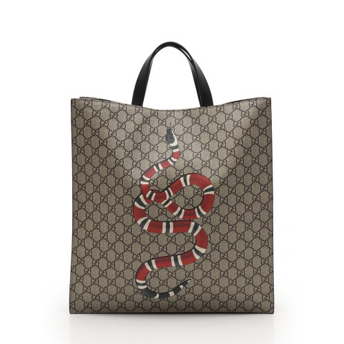 gucci/古驰 老花蛇形花纹帆布手提包