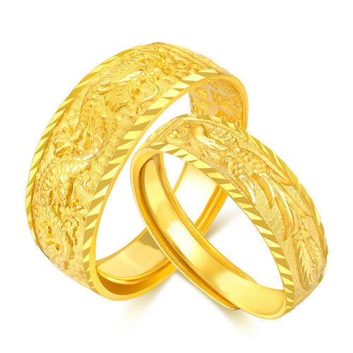 gzuan/古钻珠宝 黄金情侣戒指 足金龙凤对戒活口戒指(单只女款) hjj