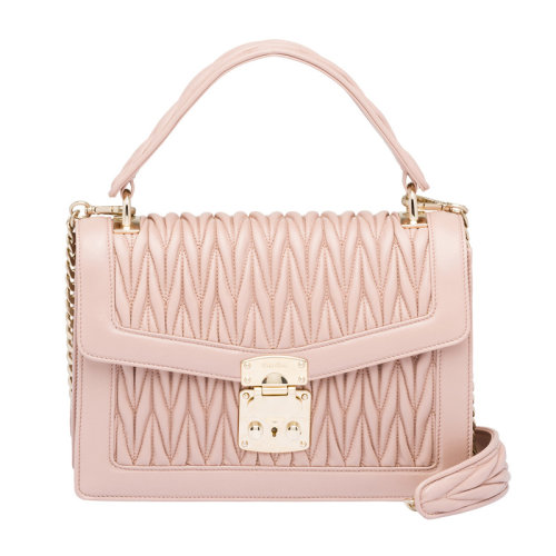 miu miu/缪缪 miu confidential系列 女士粉色羊皮手提包单肩包斜挎包