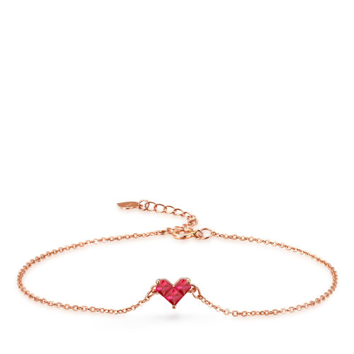 fellowes/黛西法罗 小红心系列 女士18k金红宝石清新爱休闲百搭手链