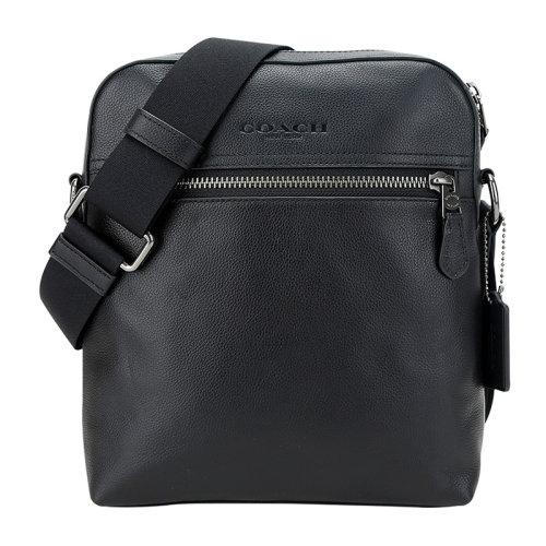 19秋冬coach/蔻驰男士黑色皮质单肩斜挎包f68014qb/bk