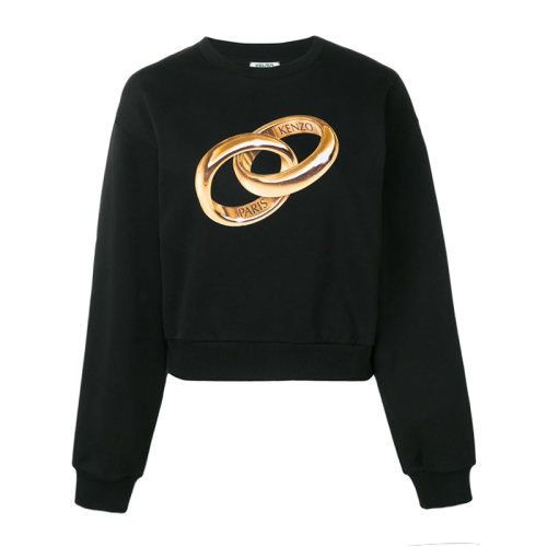 kenzo/高田贤三 女卫衣 女士黑色全棉印花圆领长袖运动衫卫衣 f952