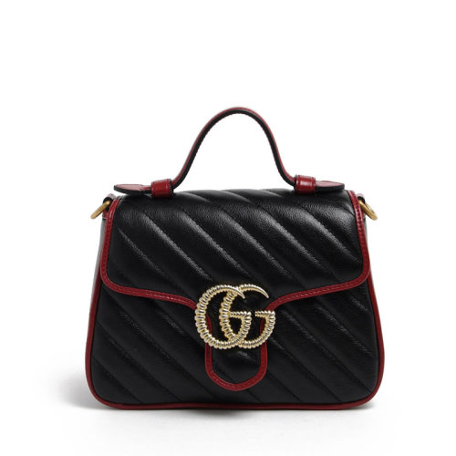 gucci/古驰 19秋冬新款 女士黑色gg marmont 系列迷你手提包 583571 0