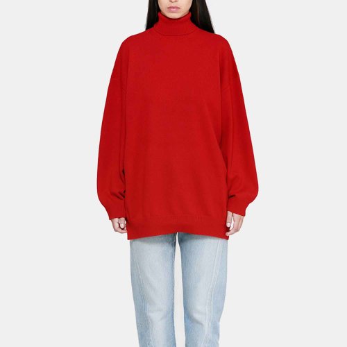 19秋冬 balenciaga/巴黎世家 女士红色长袖高领针织衫/毛衣 583137-t4