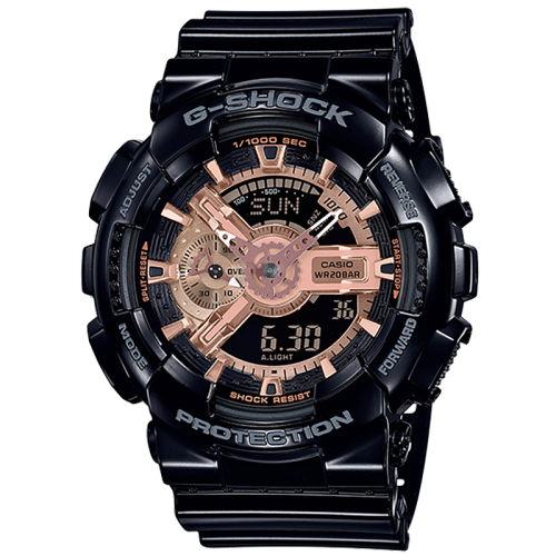 g-shock亮黑玫瑰金 200 米防水 抗磁性 树脂 运动腕表ga-110mmc-1a