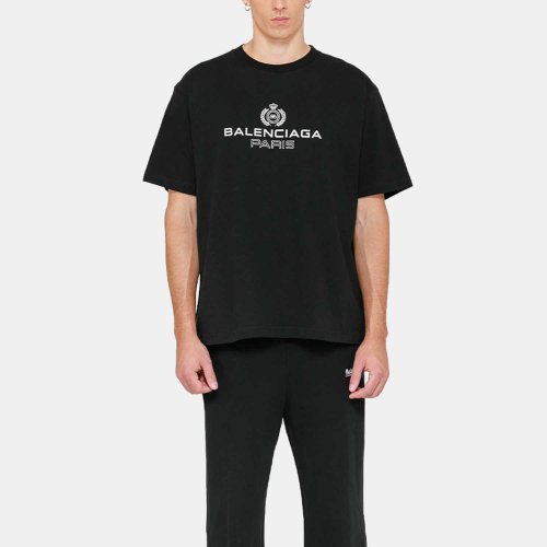 19秋冬 balenciaga/巴黎世家 男士黑色徽标短袖t恤 594579-tgv60-1000