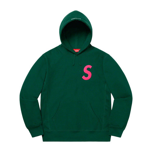 supreme 19fw s logo hooded sweatshirt s 标 连帽卫衣 纯色帽衫