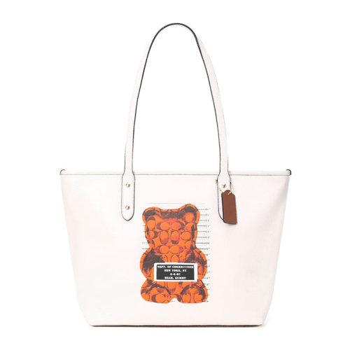 19秋冬coach/蔻驰女包小熊印花单肩托特包f78203