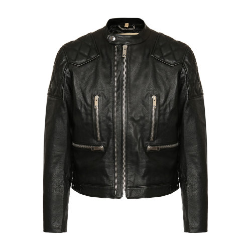 burberry/博柏利男士皮衣小牛皮立领黑色男士皮夹克