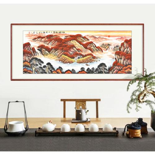 杨和平《鸿运当头》锦绫精裱 红色龙纹锦盒/180x70cm/传统水墨