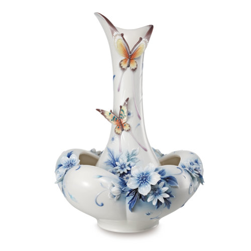 缘梦 青花蝶瓷瓶 花瓶艺术工艺品摆件 家居装饰品 精美礼品