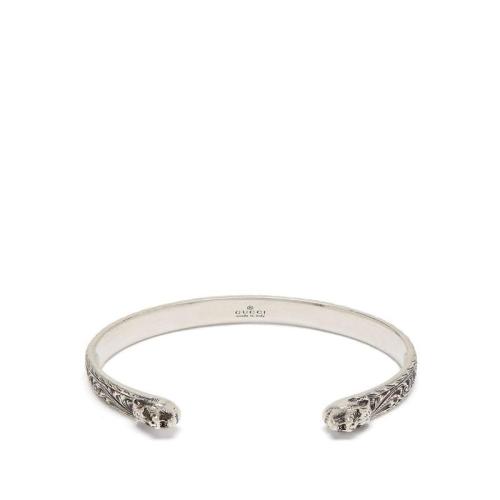 【经典】 古驰/gucci 虎头 gg标志图腾雕刻纯银银手镯 433575 j8400