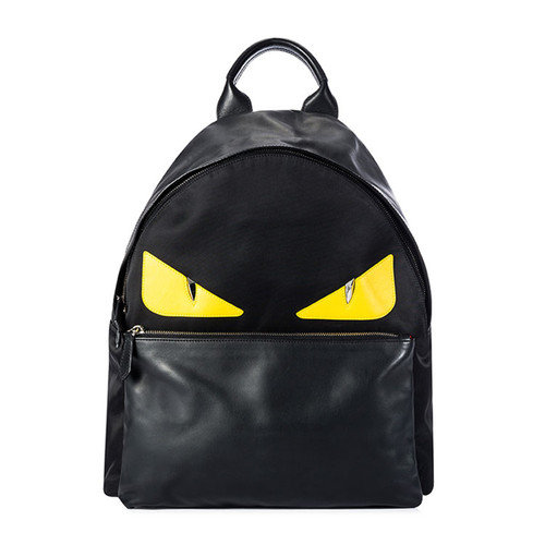 fendi/芬迪男士小怪兽小恶魔眼睛装饰帆布/配皮背包双肩包7vz012