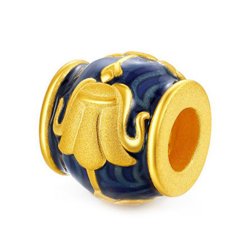 chow tai seng/周大生黄金转运珠男款详纹金轮足金转运珠手链正品新款