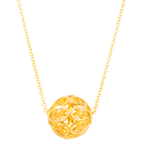 baihaitang/白海棠花丝镶嵌镂空转运珠18k金项链