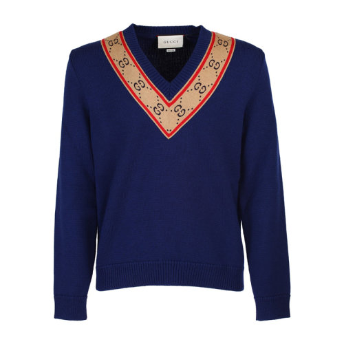 【gucci古驰 男士针织衫/毛衣】gucci/古驰 【19秋冬】新款 蓝色v领
