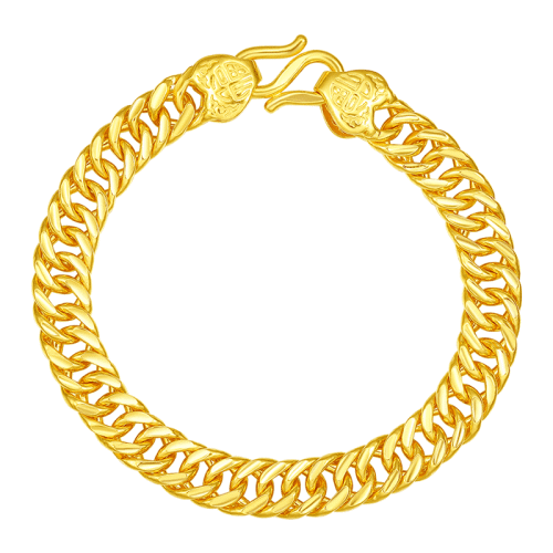 chow tai seng/周大生黄金手链男款足金999亮面车花金手链g0hc0107