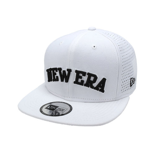new era/new era纽亦华 平沿帽黑色刺绣字母标 白色棒球帽男运动休闲
