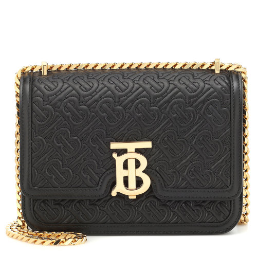 【包邮包税】burberry/博柏利 19秋冬新款 tb系列 小号黑色牛皮压花金