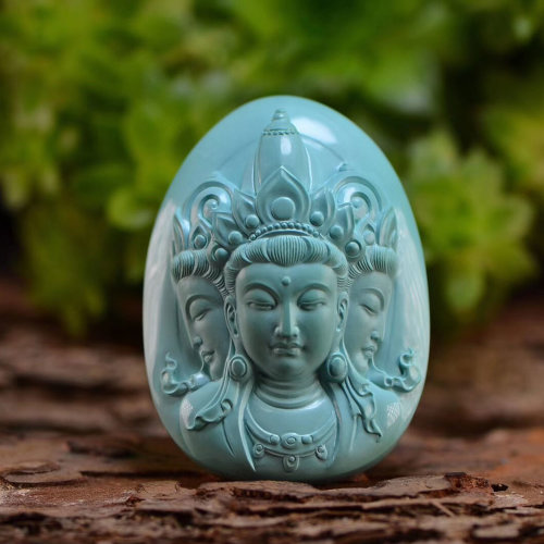 玉弘兴/玉弘兴 湖北十堰高瓷三面观音绿松