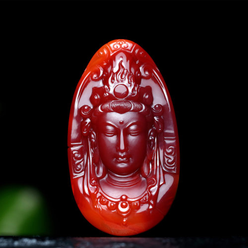 玉弘兴/玉弘兴 大凉山南红瓦西牛血红俏色巧雕观音相