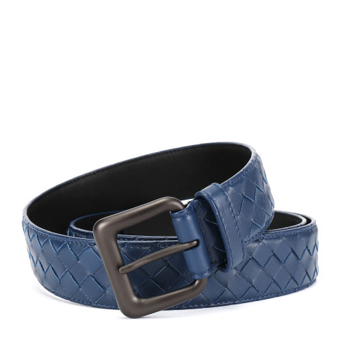 bottega veneta(葆蝶家) 藏蓝色皮质编织腰带 3.5cmx110cm