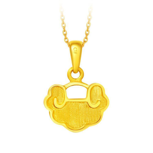 chow tai fook/周大福纳福锁包祥云金锁足金黄金吊坠计价f219164 约2.