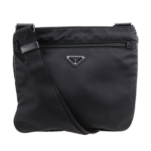 prada/普拉达 黑色青年男士织物单肩包斜挎布包(ab级已使用)