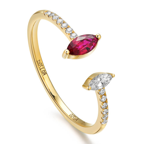 daisy fellowes/黛西法罗 梦幻迷情系列 女士18k金彩宝时尚开口戒指