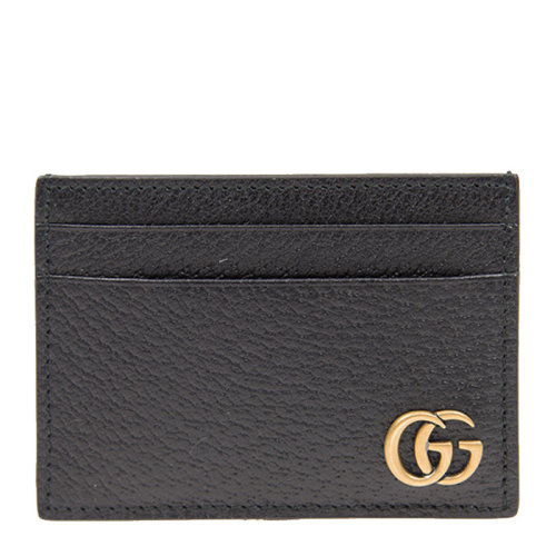 gucci/古驰 男士黑色牛皮经典logo款短款钱包卡包