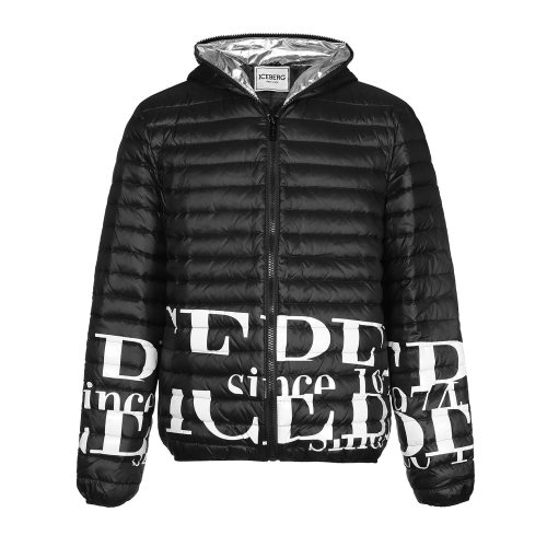 iceberg/冰山黑色男士羽绒服白色不规则logo秋冬j0216402-19000