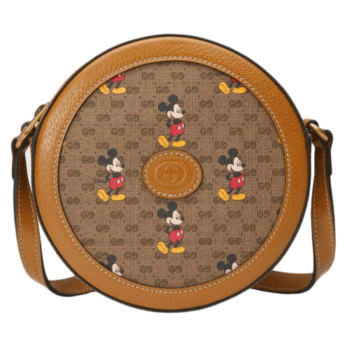 gucci/古驰2020新款女包迪士尼米老鼠双g圆形帆布单肩斜挎包圆饼包