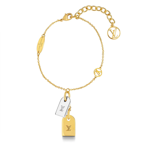 louis vuitton/路易威登 nanogram雕刻lv金银吊牌lv logo可调节手链