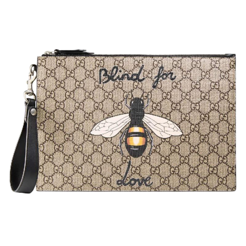 gucci 20春夏男士蜜蜂印花*人造帆布手拿包 473904 9cd1n 8666 一周