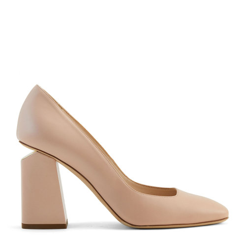 ballin意大利进口女鞋方头真皮鞋底小牛皮粗跟女鞋