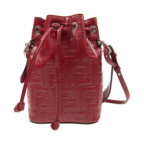 fendi/芬迪 mon tresor系列 女士牛皮迷你经典logo款ff压花图案水桶包