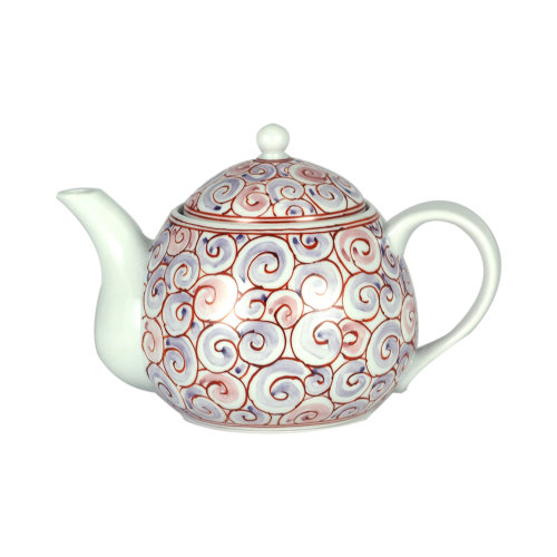 旨茶壶 彩色唐草纹(带滤网)400ml 日本 九谷烧 匠人手作