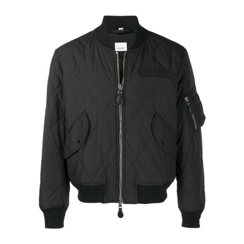 burberry/博柏利 秋冬 男装 服饰 黑色棉质飞行员拉链 男士夹克外套