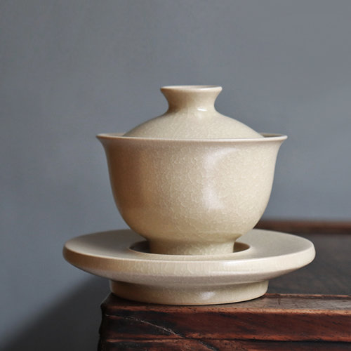 茶具】zx/正尔玉 茶具 瓷器 龙泉青瓷 艺术品 哥窑盖碗 谢良旺老僧衣