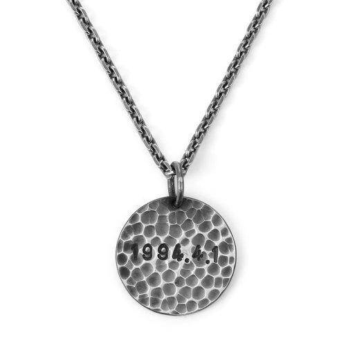 colimida/口力米大 99足银手工原创锤击纹圆牌吊坠男士复古 md002