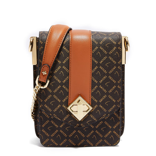 satchi/沙驰 复古单肩包 经典老花 pvc/配皮