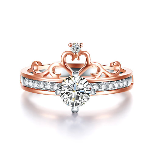 mingzuan/鸣钻国际 皇冠 18k金钻戒女钻石戒指求婚结婚戒指