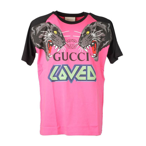 gucci/古驰 19年春夏 服装百搭 男性 粉色 男士短袖t恤 549099xjai1