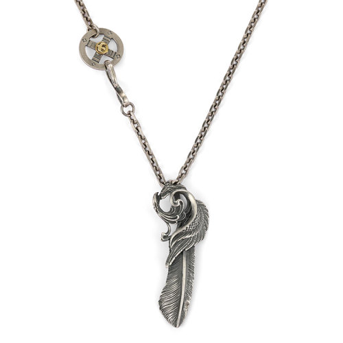 colimida/口力米大 纯银原创设计凤凰羽毛项链男士霸气复古时尚羽翼银