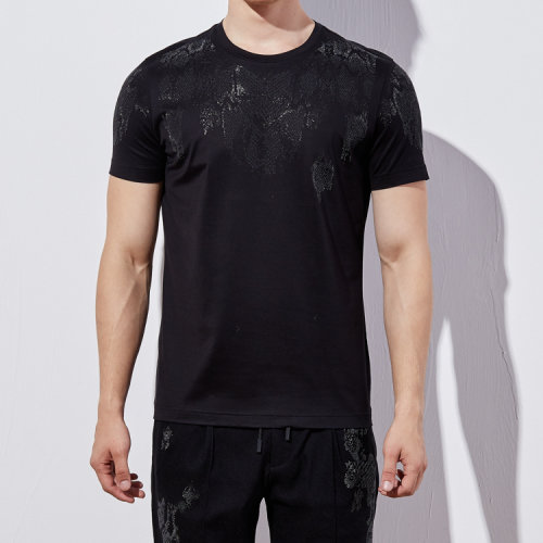 【rarerare 男士短袖t恤】rare 蟒蛇纹系列 黑色蟒蛇纹圆领短袖t恤 通