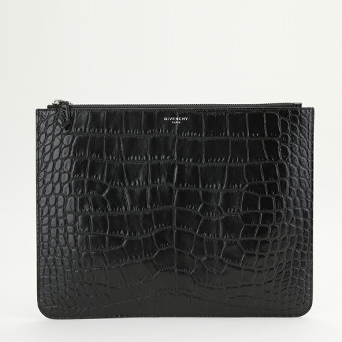 givenchy(纪梵希) #黑色皮质鳄鱼压纹男士手拿包